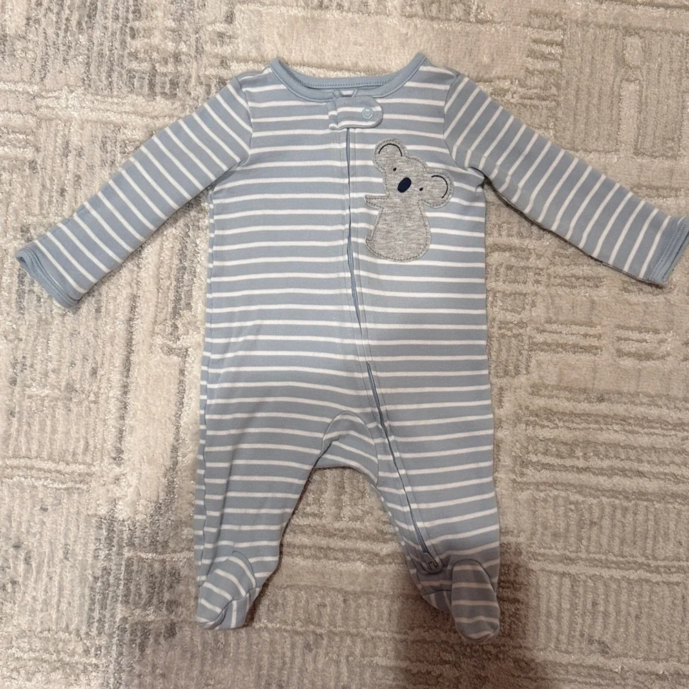 Carter's Light Blue Striped Koala Footie Sleeper Pajamas
